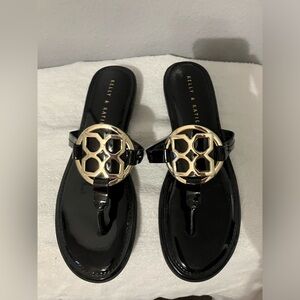 Kelly and Katie black and gold sandals